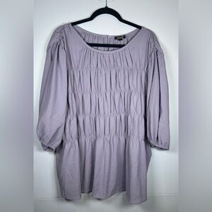 ODDY Smocked 3/4 Puff Sleeve Lavender Blouse. Size 2X